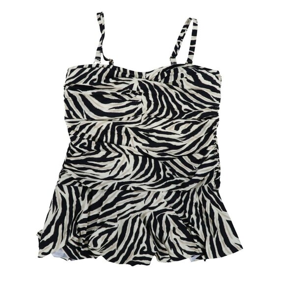 Lauren Ralph Lauren Zebra Print Underwire One Piece Swimsuit Size XXL Black - Picture 1 of 2